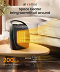 Compact Ceramic Space Heater With Adjustable Thermostat And Overheat Protection, Ultra Portable Cozy Office And Kitchen Warmer