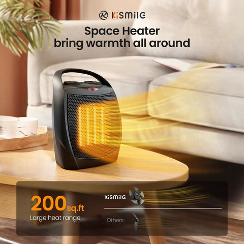 Compact Ceramic Space Heater With Adjustable Thermostat And Overheat Protection, Ultra Portable Cozy Office And Kitchen Warmer
