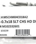M4 X.70 Stainless Steel Slotted Cheese Head Machine Screws A2-70 Grade Din84 Metric Hardware Bulk Pack Of 25 in packaging.