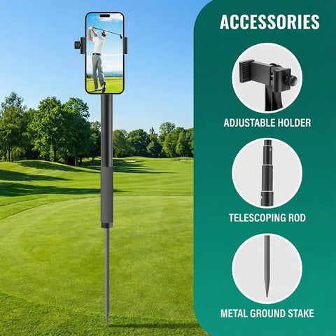 Golf Recording Stick Tripod Monopod With 360 Degree Rotation Extendable From 17.7 To 46 Inches Includes Non Magnetic Phone Holder