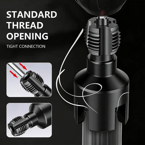 Heavy Duty Pipe Threading Tool Set For 1/2 And 3/4 Inch Pipes showing standard thread opening for tight connection.