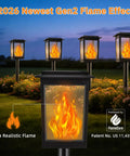 Gen2 Flickering Flame Solar Torch Lights 6 Pack Outdoor Waterproof Garden Decor Lamps Solar Powered Tiki Torches For Patio Pathway Yard Lighting Weatherproof Night Safe