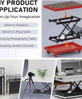 Heavy Duty Electric Scissor Lift Table With Remote And Manual Controls, Foldable Hydraulic Work Platform, 330 Pound Capacity Steel Frame in use for electric handcart.