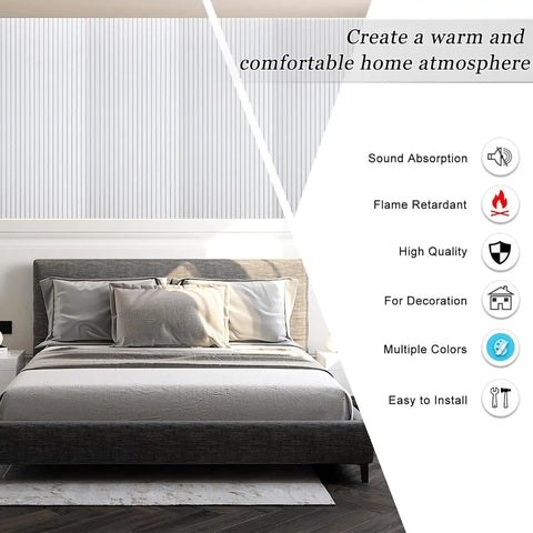 High Density Acoustic Foam Wall Panels 48 By 24 Inches Sound Dampening Tiles For Home Studio And Office in a stylish bedroom setting.