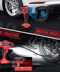 Cordless Tire Inflator With Digital Pressure Gauge, Lightning Fast 30L Per Minute Inflation, LED display by car tire