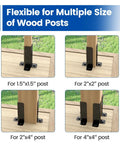 4 Pack Adjustable Post Base Brackets For Wood Posts 1.5x1.5, 2x2, 2x4, 4x4 in use with wood posts on deck