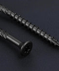 Built Tough Heavy Duty Deck Screws Black Carbon Steel With Torx Drive Nail It Fast On Outdoor Wood Fencing Shake Off Rust And Skip Stripping Hassles Super Durable One Pound Pack showing screw details.