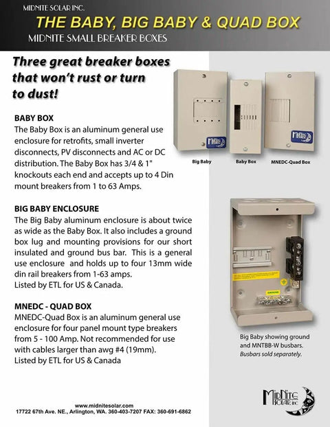 Heavy Duty Powder Coated Aluminum Enclosure Kickass Breaker Box Holds Four Din Rail Switches Solid Rig Ready Solar Wiring Housing displayed with three models