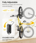 Fat Tire Bike Wall Mount Swivel Hanger Holds 4.5 Inch Wide Tires Up To 77 Lbs, adjustable angles