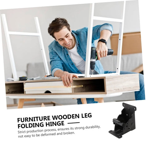 Veemoon folding hinges for table legs, 2 pcs, black metal, high load capacity; mounted on wooden frame