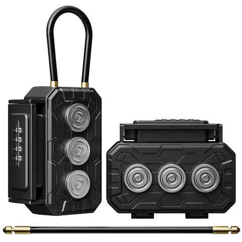 Key Lock Box With Removable Cable Shackle For Indoor Or Outdoor Use, Waterproof 4 Digit Resettable Combo, Secure Spare Key Storage