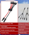 Solar Panel Parallel Connector Kit For 2 To 6 Panels Y Branch Cable Splitter With Tool Free MC4 Design IP68 waterproof feature chart