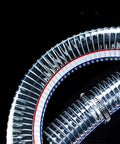Close-up of Heavy Duty Steel Wire Reinforced Vacuum Suction Hose One Inch ID By One And A Half Inch OD Flexible UV Resistant Vinyl Tube