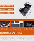 Center Console Hanging Organizer Box for Split Bench Chevy Silverado and GMC Sierra Trucks 2019 to 2026 with dimensions and material details