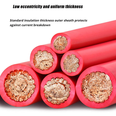 Close-up view of 320 Ft High Heat Silicone Cable With Raw Copper Core Built Tough For Hot Rod Fixes And Ev Swaps Orange 50Mm2.