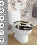 Elongated Toilet Seat for Bathroom with marble design, 14.5" x 18.5", easy to clean and install.