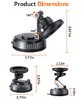 Dimensions of MagSafe Car Mount With Ultra Strong Vacuum Suction Base And 360 Degree Rotating Dashboard And Windshield Holder.