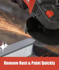 18V Cordless Angle Grinder With Brushless Motor, Eight Thousand RPM Beast for cutting and grinding metal, close-up view