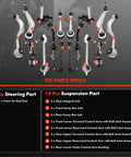 18Pc Suspension Steering Kit For Bmw E39 525i 528i 530i includes control arms, tie rods, and bushings in detailed part layout.