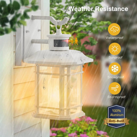 2 Pack Outdoor Motion Lights For House With Dusk To Dawn Sensor, Waterproof Anti Rust Aluminum Wall Sconces in rain