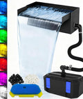 Pond Waterfall Kit With 850 GPH Pump 12 Inch Stainless Steel Spillway Remote Control LED Lights Four Stage Filtration
