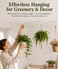 360 Degree Swivel Adhesive Wall And Ceiling Hooks, Heavy Duty No Drill Hanging Clips holding potted plants indoors.