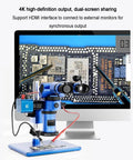 4K 1080P Digital Microscope Camera With HDMI And USB Outputs, showing circuit board details on PC monitor for PCB CPU repair soldering