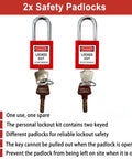 Pro Grade OSHA Lockout Tagout Kit, 19 Piece Electrical Safety Set With Hasps, Safety Padlocks and 2 Keys Per Lock