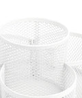 Close-up of white metal compartments on a 360 Degree Rotating Pencil Holder Made From Sturdy Metal A Round Desk Organizer For Office Home Or School With Room For Pens Pencils Markers Brushes And Small Cosmetic Tools White Finish Your Go To Desk Organizer