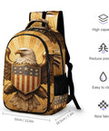 Star Shield Eagle Relief Printed Unisex Backpack with large capacity made from durable polyester for everyday carry.