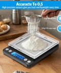 Pocket Digital Kitchen Scale For Jewelry And Cooking, 500g Capacity With 0.01g Precision, Black, weighing flour on kitchen counter