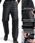 Men's Warm Utility Puffy Quilted Insulated Windproof Winter Pants for Cold Weather Cozy Thermal Lined Outdoor Gear in Black XS