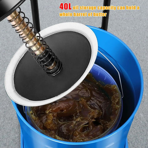 Beefed Up Portable Pneumatic Grease Pump 10 Gallon 40 Liter Air Powered Workhorse With 80 To 1 Ratio And 69 Mpa Pressure Includes Rolling Cart Grease Wand And Four Meter Hose For Quick Garage Upkeep