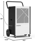 Heavy Duty 216 Pint Commercial Dehumidifier With Built In Pump And Drain Hose For Large Basements With Wheels