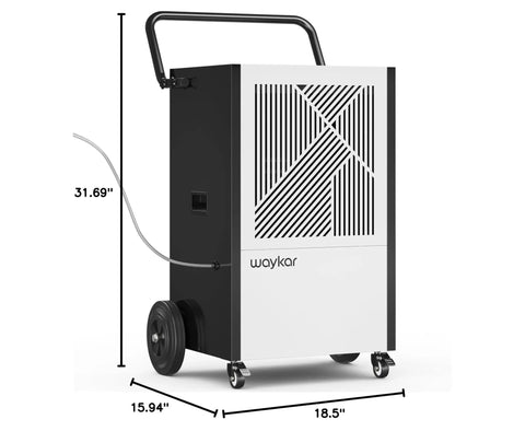 Heavy Duty 216 Pint Commercial Dehumidifier With Built In Pump And Drain Hose For Large Basements With Wheels
