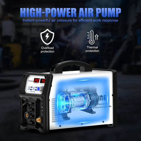 240V Plasma Cutter With Built In Air Compressor And High Frequency Inverter 45A Digital Cutting Machine, side view