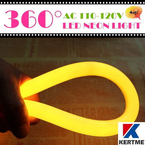 360 Degree Neon LED Rope Light With Remote, Dimmable And Waterproof, Flexible 65.6ft 20m Golden Yellow, Totally Lit Multi Modes
