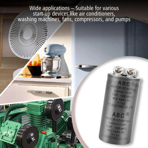 Reliable 150MFD 125VAC CD60 Motor Start Run AC Capacitor Cylinder Type Replacement with appliances and motor