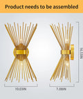 Mid Century Modern Starburst Wall Sconce Gold Finish Vanity Light For Bathroom Powder Room Or Bedroom Wall Mounted Lamp 1 Pack