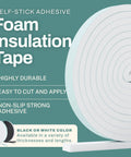 Tough As Nails Weather Stripping Tape For Doors And Windows High Density Foam Insulation Seal on a green background.