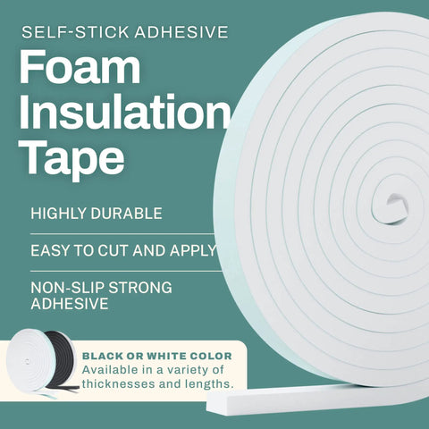 Tough As Nails Weather Stripping Tape For Doors And Windows High Density Foam Insulation Seal on a green background.