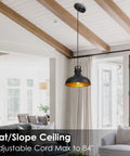 Black Farmhouse Pendant Lights Matte Finish Industrial Vintage Dome Hanging Light Fixtures over a living room area