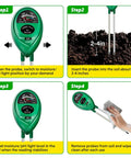 4-step usage guide for 3 In 1 Soil Moisture Light And PH Tester For Home Garden Lawn Farm Indoor Outdoor Use Easy Plug And Play Plant Health Meter To Promote Healthy Growth Everyday