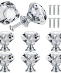 Crystal Cabinet Knob Set 8 Pack Diamond Glass Dresser Knobs For Cabinets And Drawers Premium Aluminum Alloy Hardware With Slick Diamond Shine Smooth Edges Durable Corrosion Resistant Easy Installation Modern Glam, 8 crystal knobs with screws