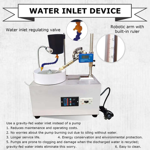 Professional Grade Lapidary Faceting Machine For Jade Crystal And Agate Stone Work featuring water inlet device and robotic arm.