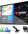 9 Inch Wireless Apple CarPlay Screen with Backup Camera showing YouTube and map navigation for cars
