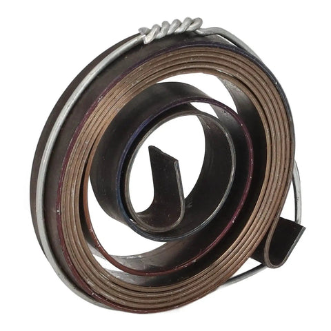 Drill Press Return Spring For Bench Drills, Steel Coil Spring shown unwound, highlighting robust metal construction, ideal for vertical drilling.