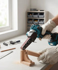 Badass Cordless Belt Sander Packs Brushless Motor To Crush Rust And Polish Wood Super Smooth No Cord Tangles 1700 Rpm in use on wood