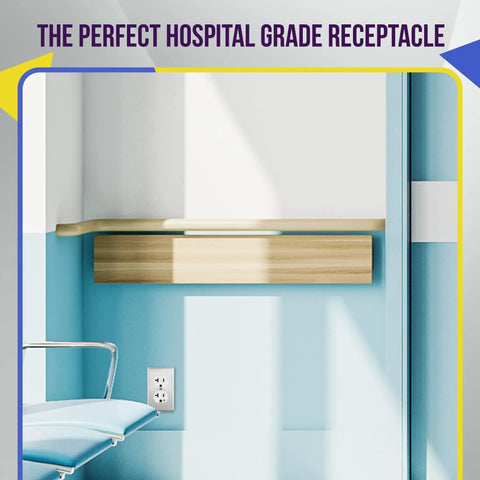 Heavy Duty Hospital Grade Outlet And Industrial Duplex Receptacle 20A 125V 5-20R installed in a medical room.