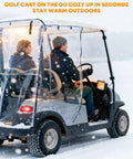Badass 48V Electric Golf Cart Heater With Infinite Temperature Adjustment And Windproof Carbon Fiber Core To Keep Your Sweet Course Rig Toasty Without Any Propane Hassle Or Overheating Risk in use during snowy weather.